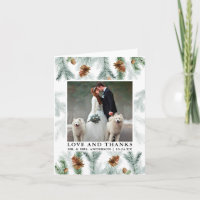 Aquarelle Pine Cônes Amour Merci Mariage Note