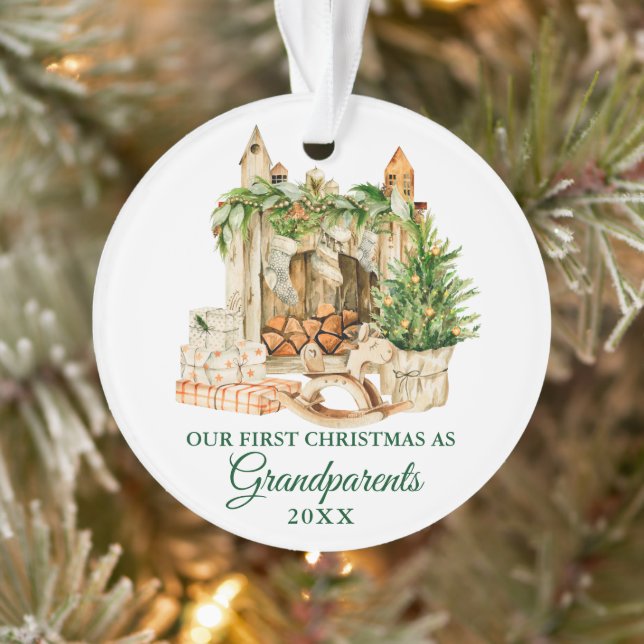 Aquarelle Pine Grands-parents Noël (Arbre)