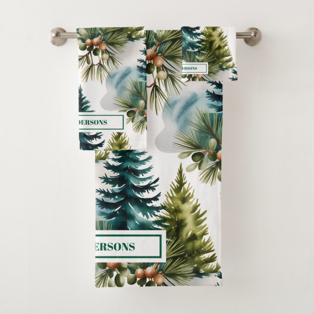 Aquarelle Pine Motif Elégant hiver (En situation)