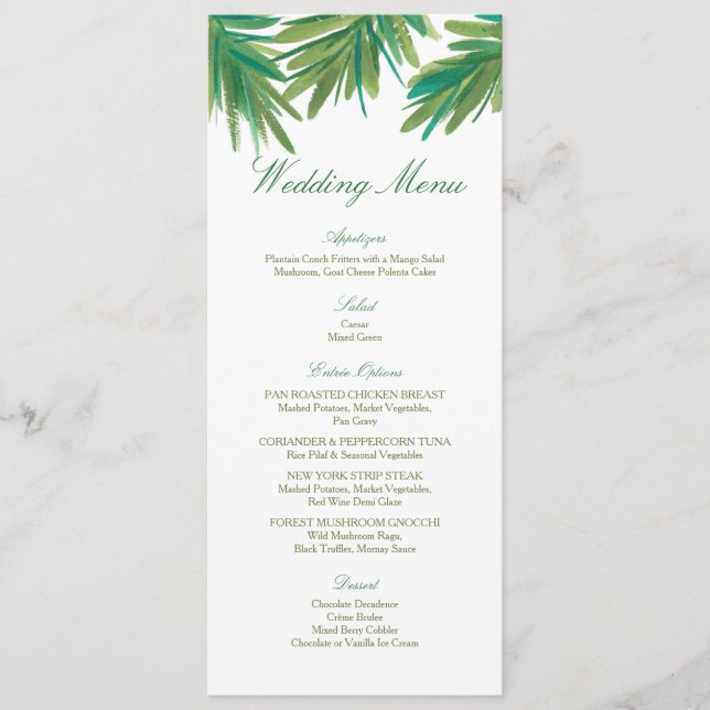 Aquarelle Pine Woods | Menu Mariage (Devant)