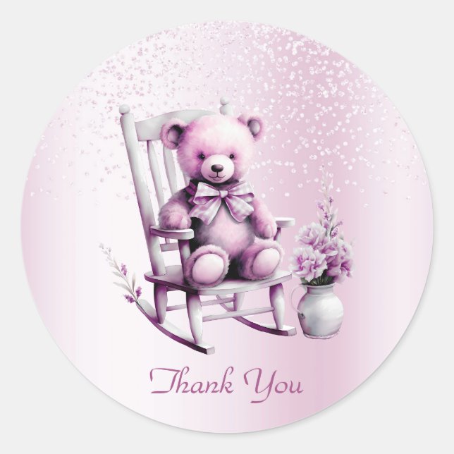 Aquarelle Pink Bear Sticker (Devant)