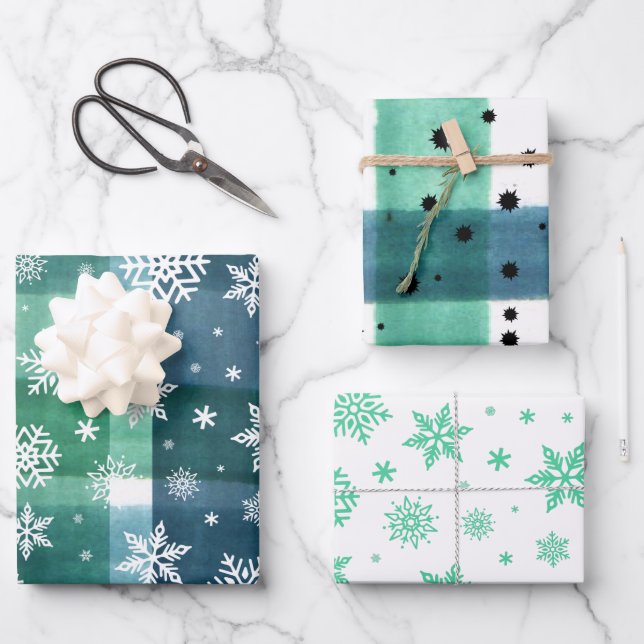 Aquarelle Plaid Noël| Papier cadeau (Recto)