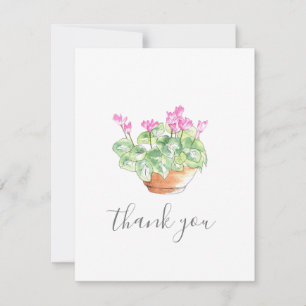 Aquarelle pointillée Cyclamen Carte de remerciemen