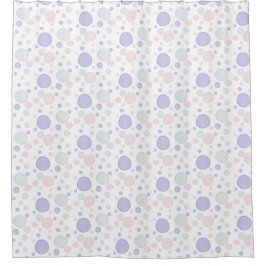 Aquarelle points violet, rideau de douche rose