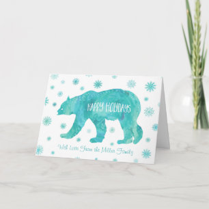 Aquarelle Polaire Ours Noël Carte personnalisée