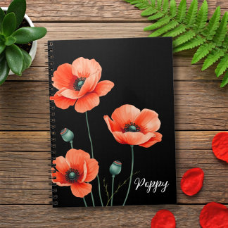 Aquarelle Poppy Fleur Art Nom Carnet Floral