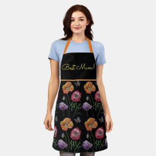 Aquarelle Poppy Rouge Orange Noir Tablier Floral