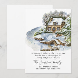 Aquarelle Porte de Noël Faire-part de déménagement