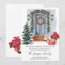 Aquarelle Porte de Noël Faire-part de déménagement