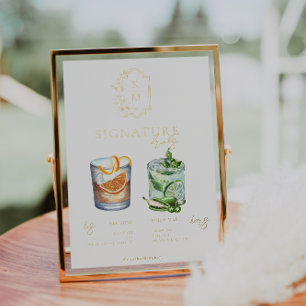 Aquarelle   Poster de boisson Signature de mariée 