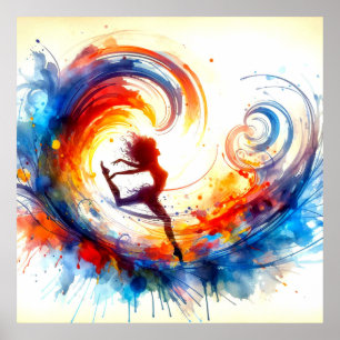 Aquarelle Poster de danse circulaire