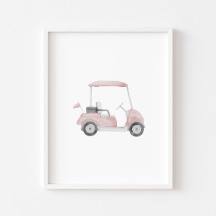 Aquarelle poster de golf rose vintage