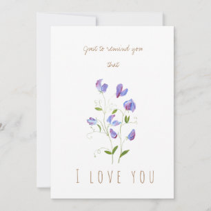 aquarelle pourpre pois sueurs fleurs carte de voeu