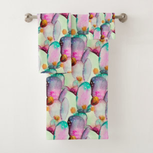 Aquarelle Prickly Pear Cactus Motif
