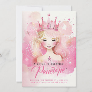 Aquarelle Princesse Imaginaire Invitation d'annive