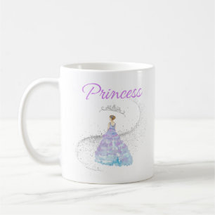 aquarelle princesse tasse de café pourpre