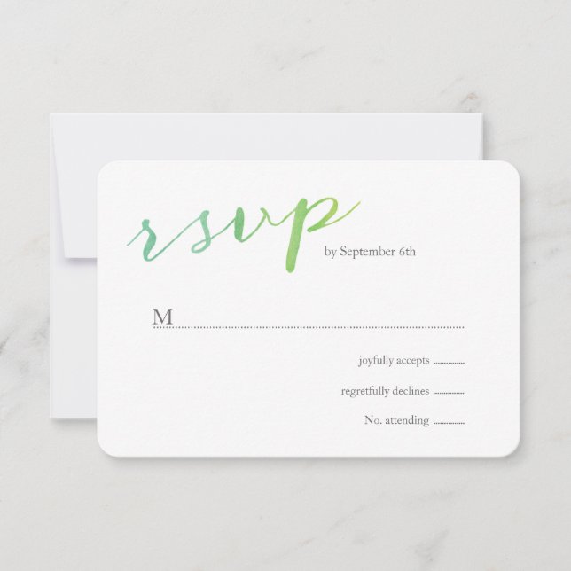 Aquarelle Pure Amour Mariage RSVP / Émeraude de ch (Devant)