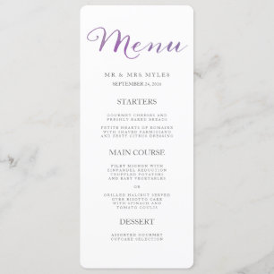 Aquarelle Pure Amour Menu Mariage / Violet