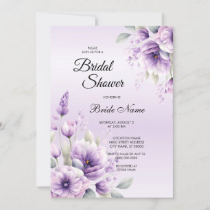 Aquarelle Purple Floral Douche nuptiale Invitation