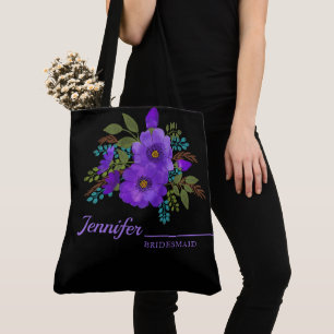 Aquarelle Purple Floral Sac fourre-tout Monogramme