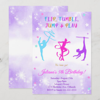 Aquarelle Purple Gymnastique Invitation d'annivers