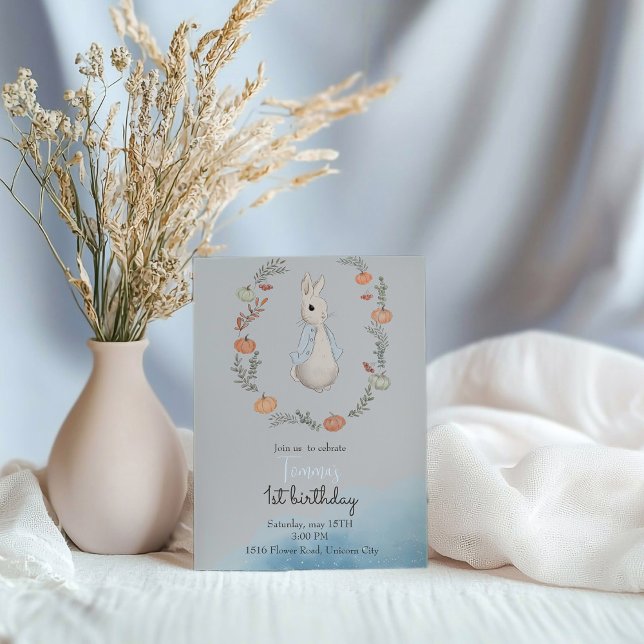 Aquarelle Rabbit Peter en automne Invitation (Créateur téléchargé)