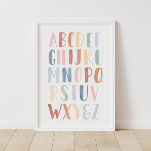 Aquarelle Rainbow Alphabet Classroom Poster