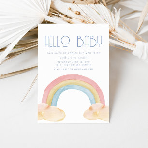 Aquarelle Rainbow Baby shower Party Invitation