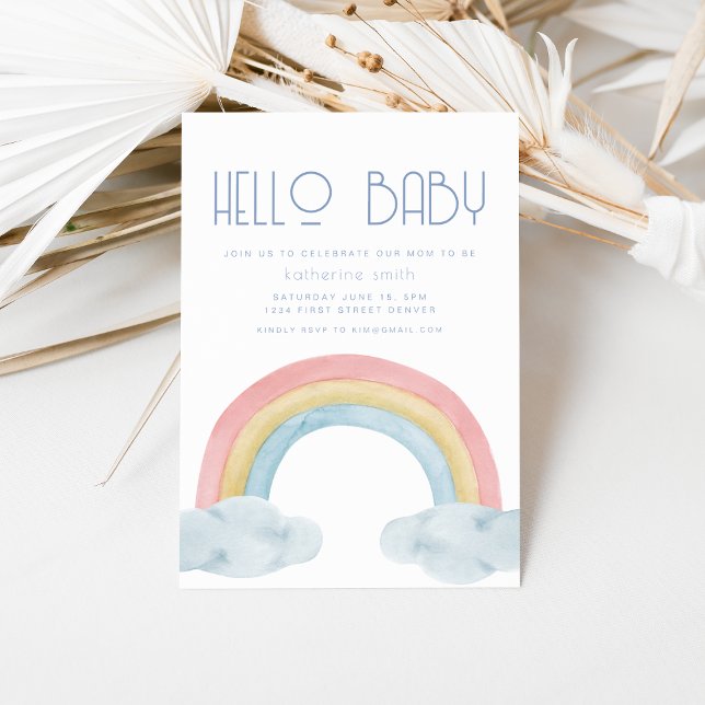 Aquarelle Rainbow Baby shower Party Invitation (Créateur téléchargé)