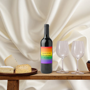 Aquarelle Rainbow Gay pride Vin Étiquettes