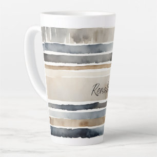 Aquarelle rayures Neutres Couleurs Latte Mug