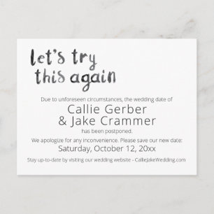Aquarelle Réessayer Carte postale Mariage reportée