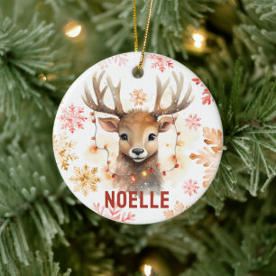 Aquarelle Reindeer Ornement personnalisé