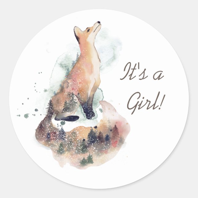 aquarelle renard mystique C'est un Sticker pour fi (Devant)