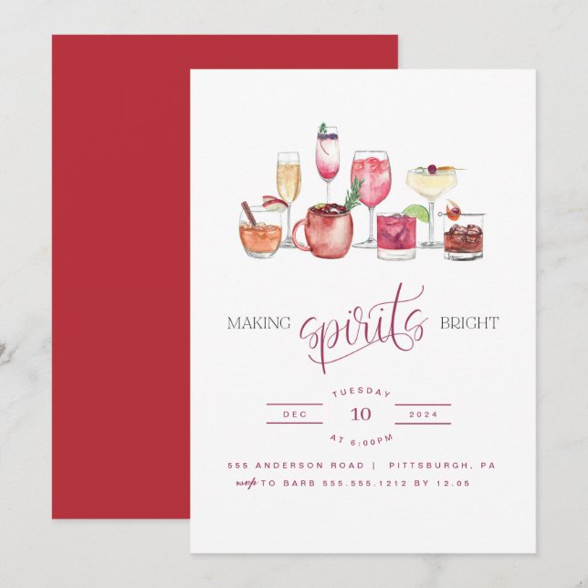 Aquarelle rendant les esprits brillants Invitation (Devant / Derrière)