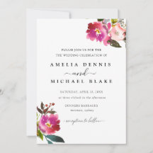 Aquarelle Ressort Faire-part de mariage floral