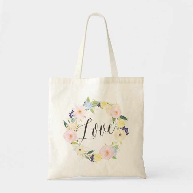 Aquarelle Ressort Floral Wreath | Sac fourre-tout  (Devant)