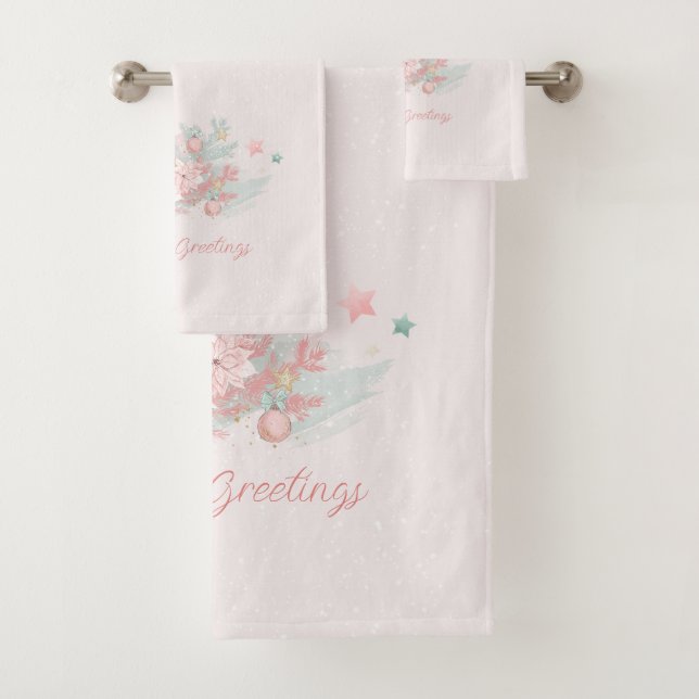 Aquarelle Retro Poinsettias rose et vert (En situation)