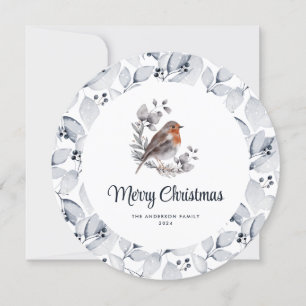 Aquarelle Robin Bird Classic Joyeux Carte de Noël