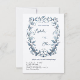 Aquarelle Rococo Floral Wreath faire-part de maria