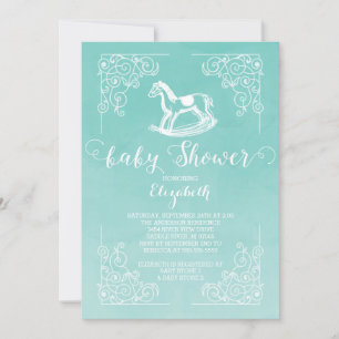Aquarelle Rocse Baby shower Cheval Invitation