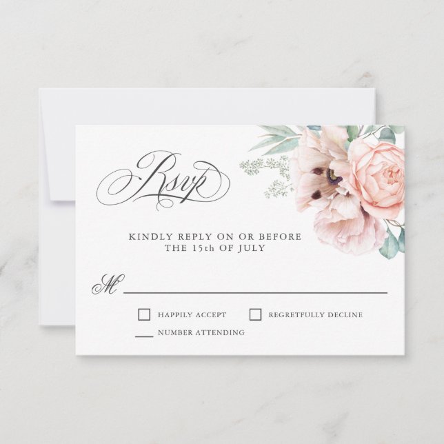 Aquarelle romantique à souhait Boho Floral RSVP (Devant)