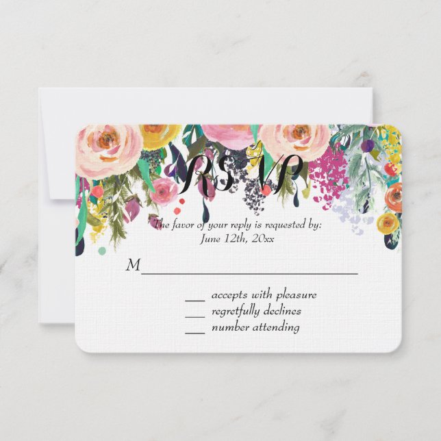 Aquarelle romantique du jardin Floral RSVP (Devant)