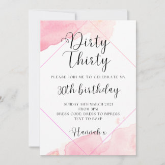Aquarelle rose 30e anniversaire Invitation