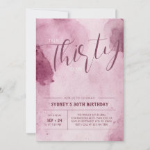 Aquarelle rose Abstrait Invitation de 30e annivers
