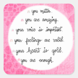 Aquarelle rose Affirmations positives autocollants