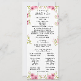 Aquarelle rose Anémone Mariage Programme & Menu