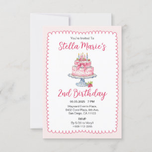 Aquarelle rose Anniversaire Cake Party Invitation