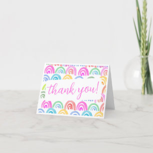 Aquarelle rose arc-en-ciel plié Carte de remerciem