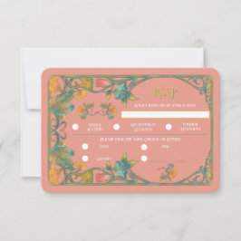 Aquarelle rose Art Nouveau Mariage Carte RSVP